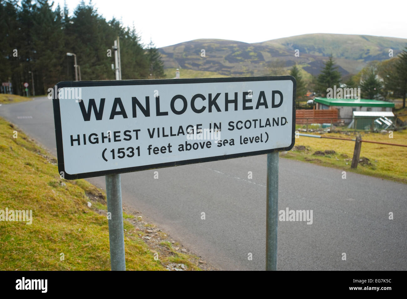 Wanlockhead is a village in Dumfries and Galloway, Scotland nestling in the Lowther Hills one mile south of Leadhills at the hea Stock Photo