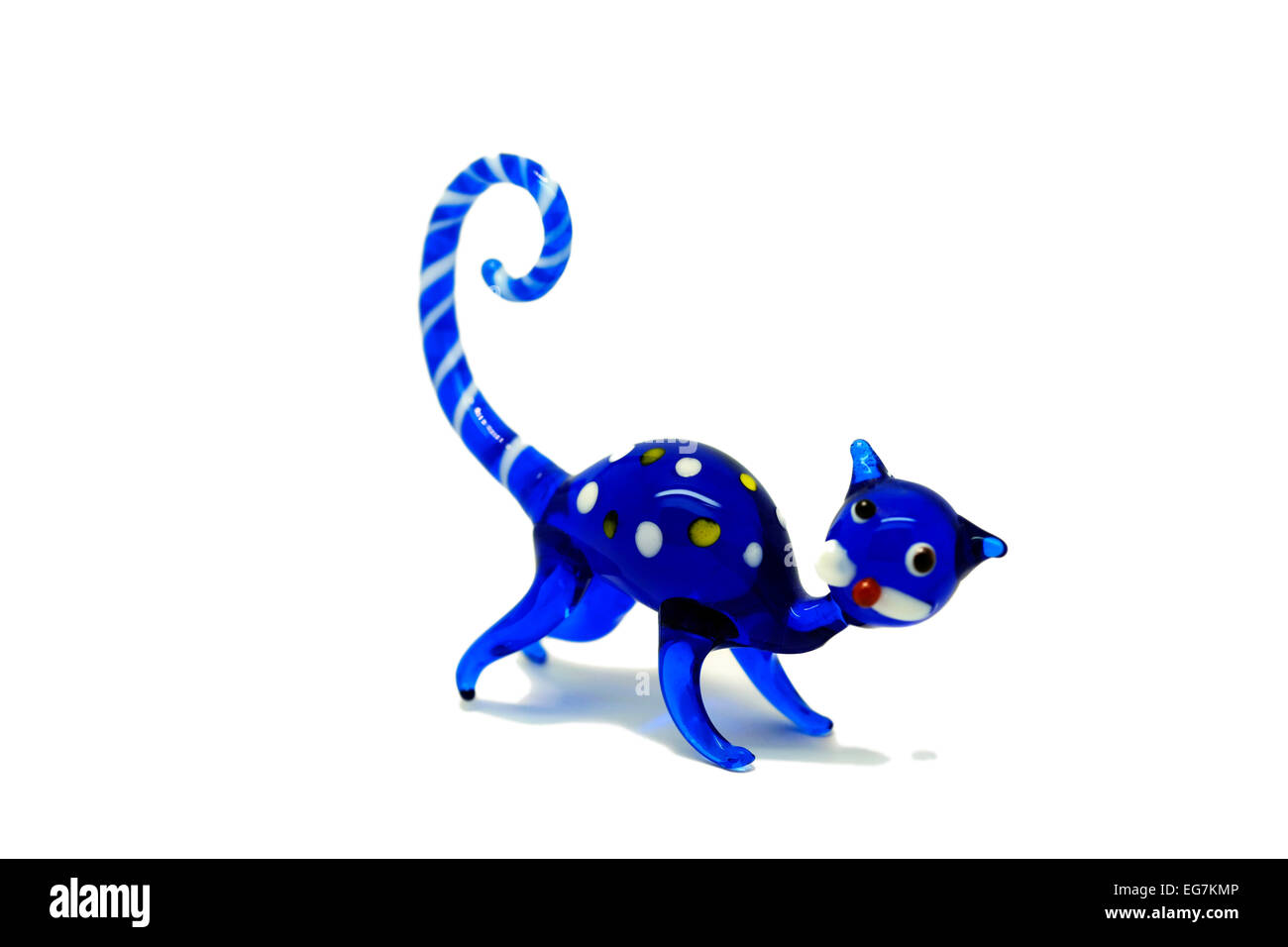 Cat figurine Blue Venetian Murano glass, Venice Stock Photo