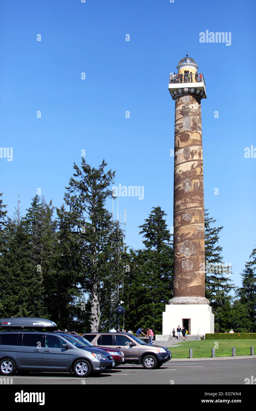 The Astoria column in Astoria Oregon. Stock Photo