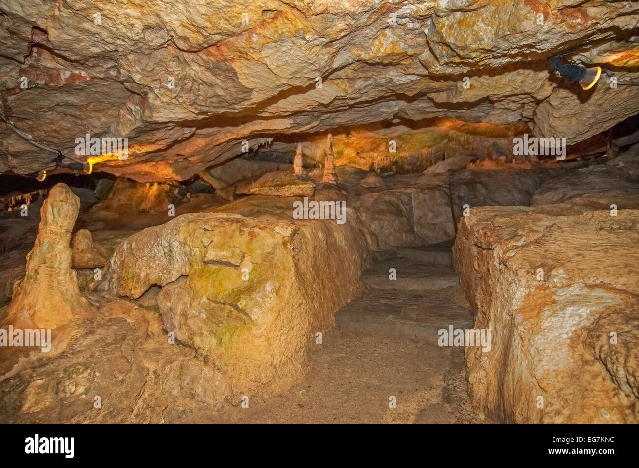 Golden cave  in Ibiza Stock Photo