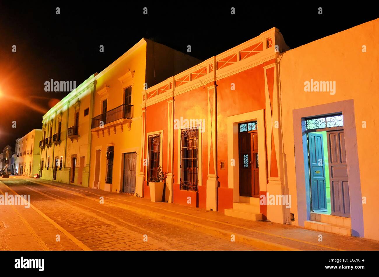 CAMPECHE, MEXICO FEBRUARY 17,2014 night view of street in Campeche