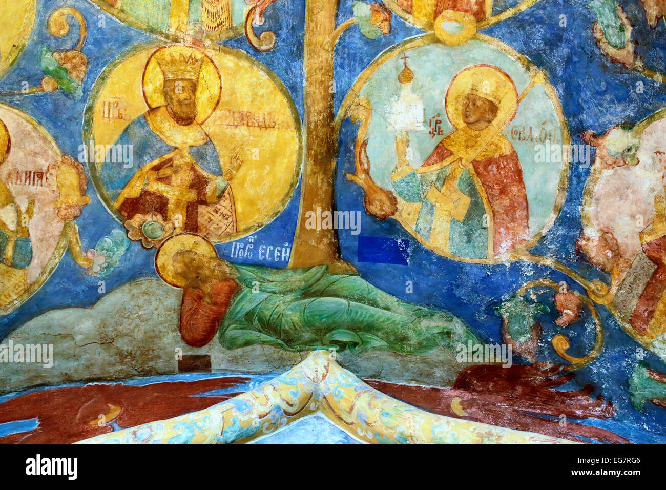 Fresco in interior of Transfiguration Cathedral, Monastery of St. Euthymius, Suzdal, Vladimir region, Russia Stock Photo