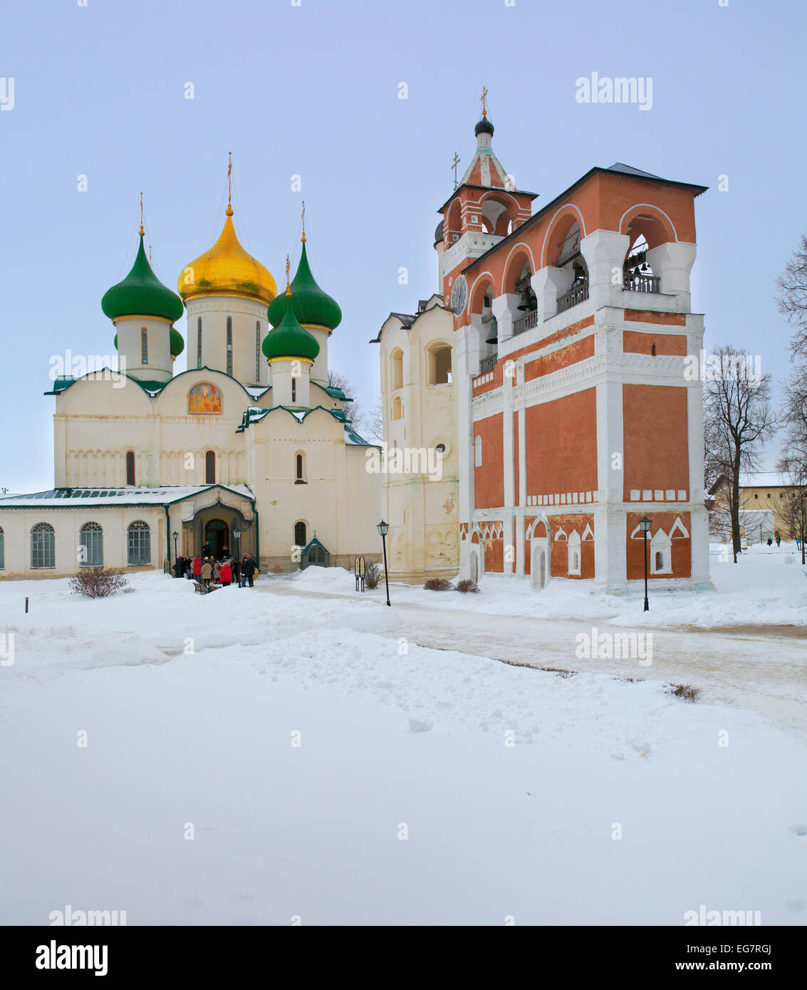 Transfiguration Cathedral and belfry, Monastery of St. Euthymius, Suzdal, Vladimir region, Russia Stock Photo