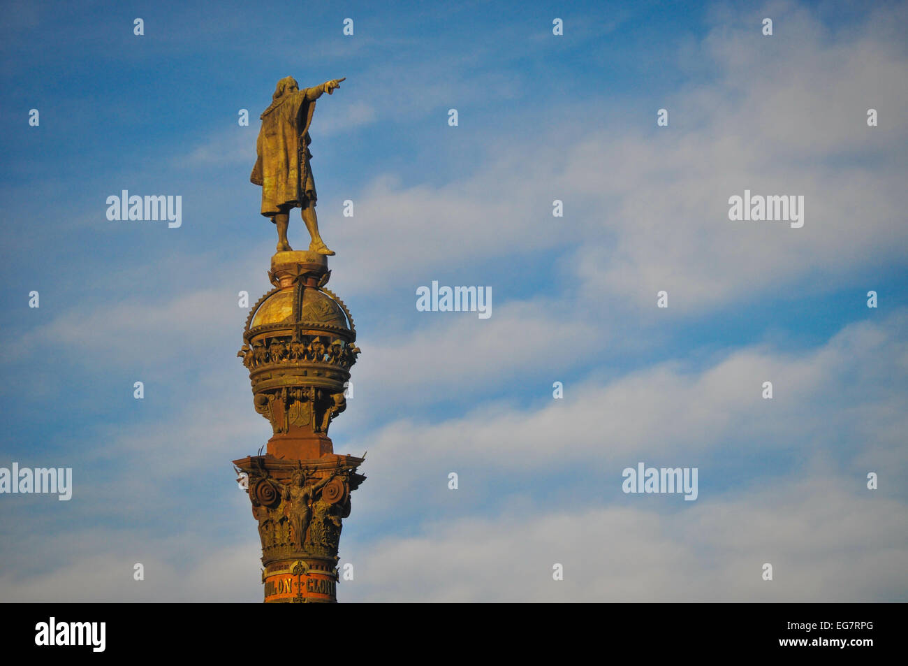 Columbus Monument Barcelona Spain Stock Photo