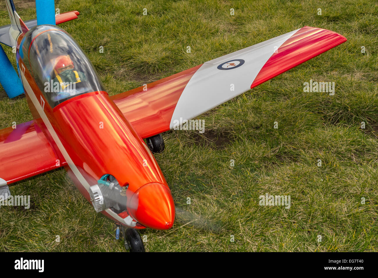 Radio control airplane with engine started Stock Photo Alamy