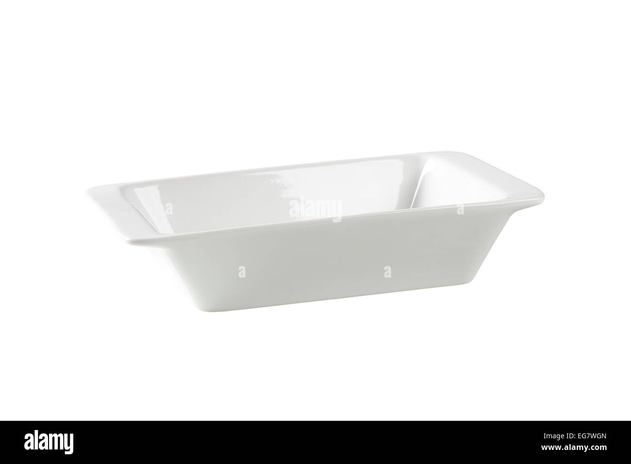 Deep rectangular porcelain dish isolated on white Stock Photo - Alamy