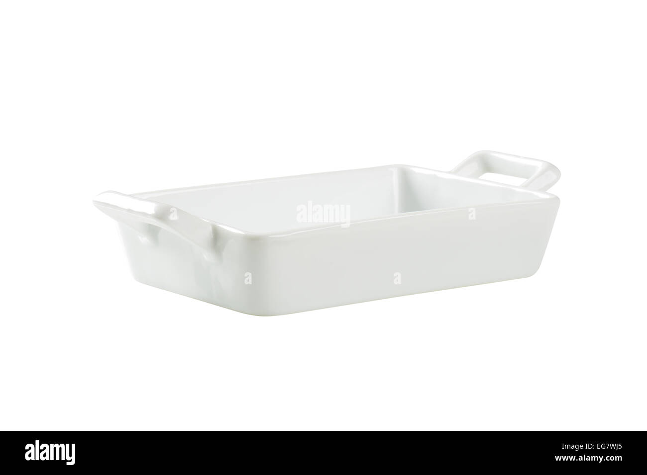 Porcelain lasagna pan with handles  isolated on white Stock Photo
