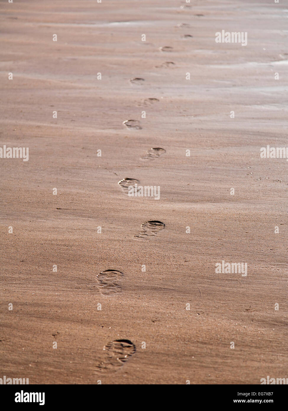 Foot prints in the sand Stock Photo