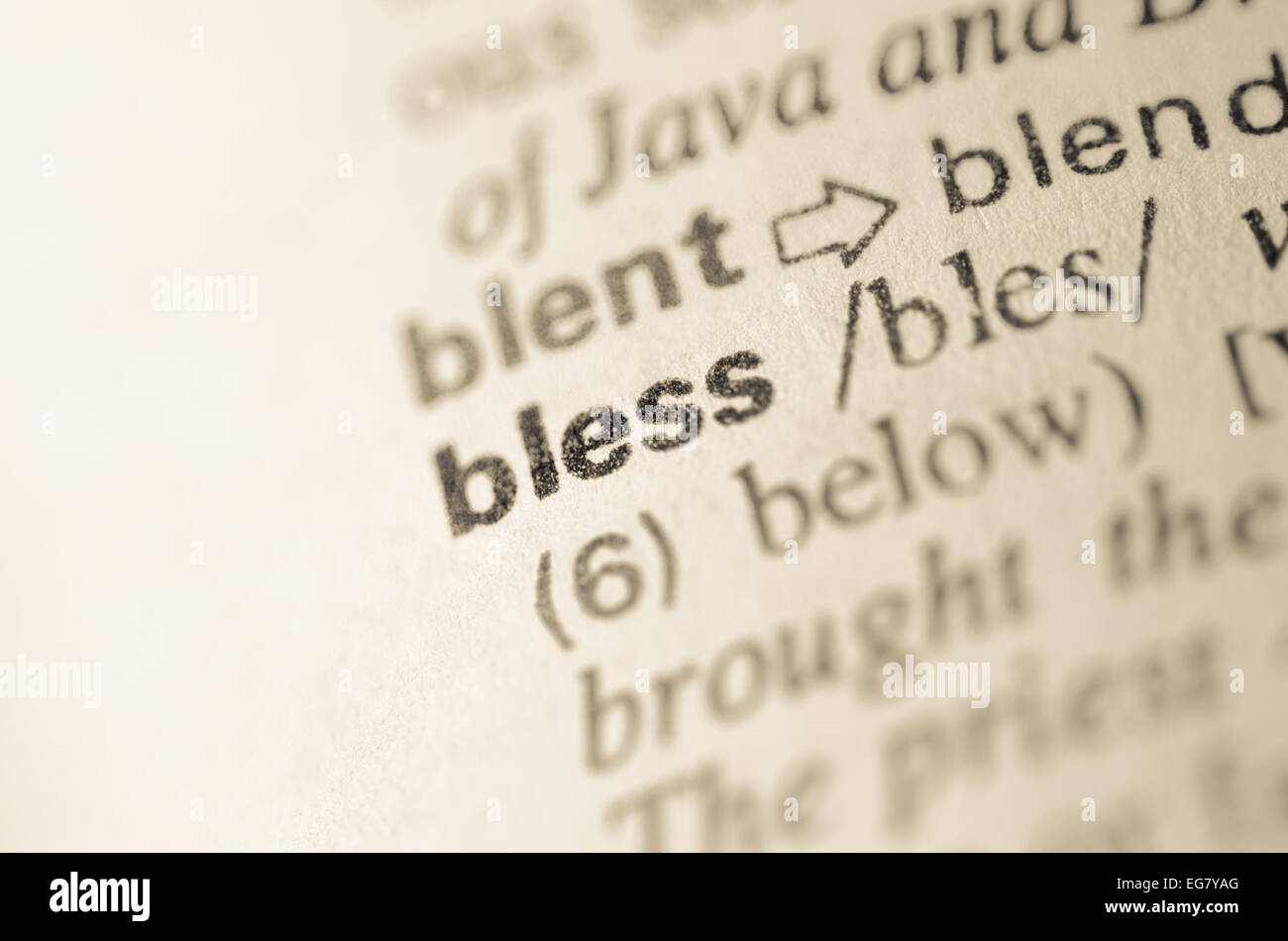 Definition of word bless in dictionary Stock Photo Alamy