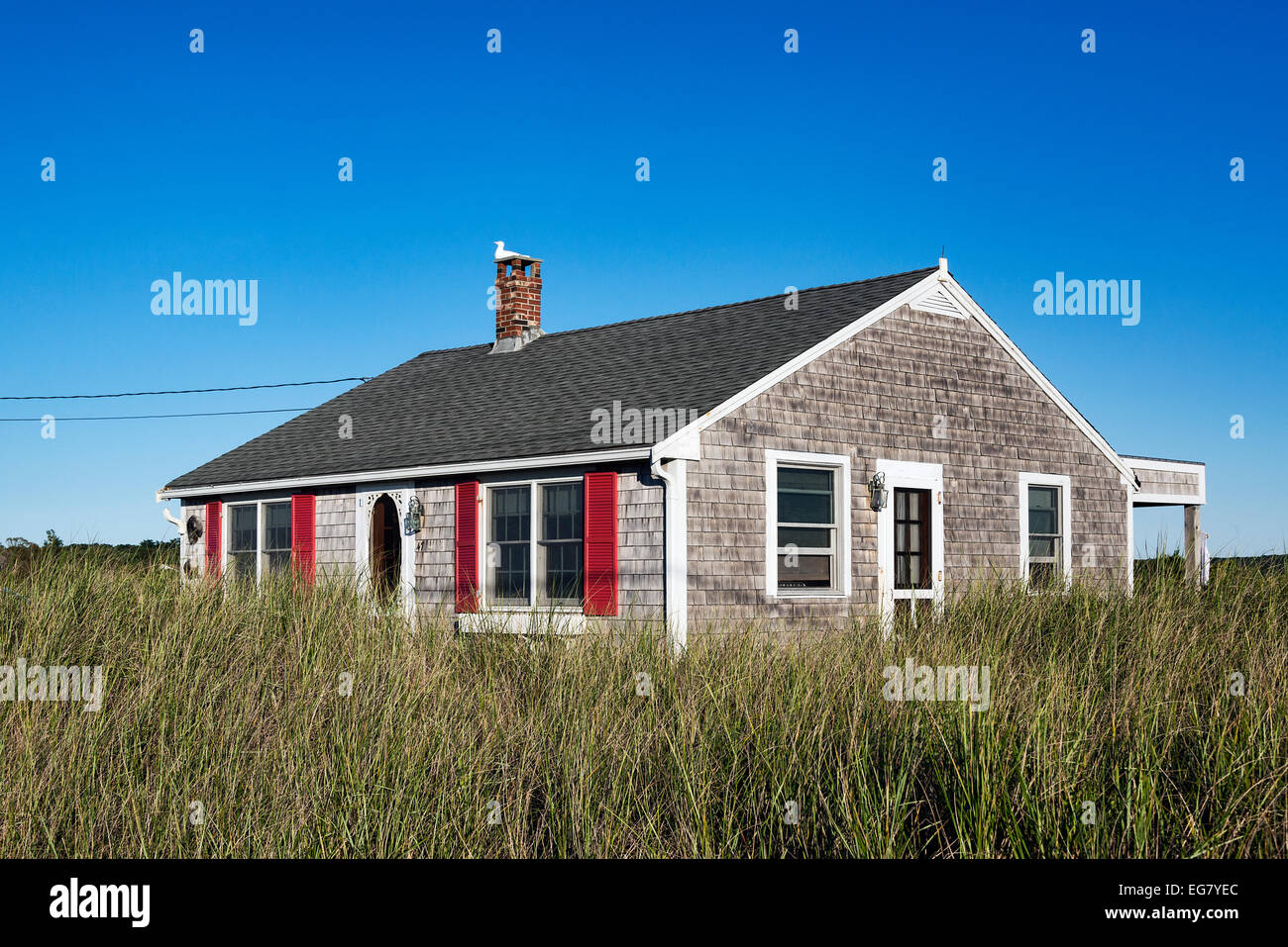 Waterfront rental cottage, Dennis, Cape Cod, Massachusetts, USA Stock