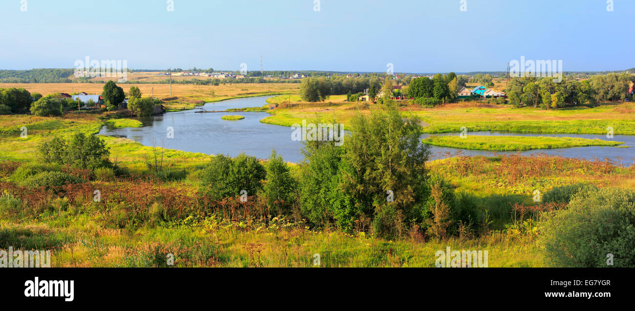 Landscape with Moskva river, Mozhaysk, Moscow region, Russia Stock Photo