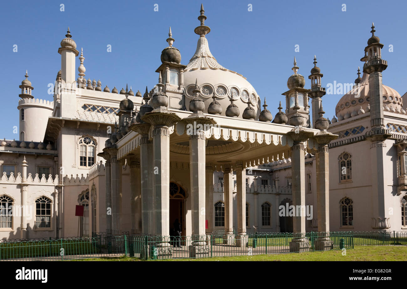 Main Entrance to Brighton's Royal Pavilion in East Sussex, England. Build began in 1787 as a