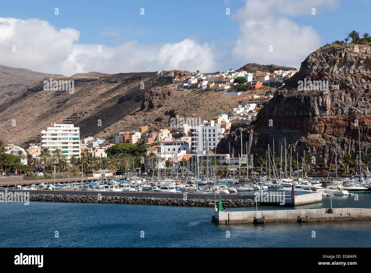 Townscape and port, San Sebastian, La Gomera, Canary Islands, Spain Stock Photo