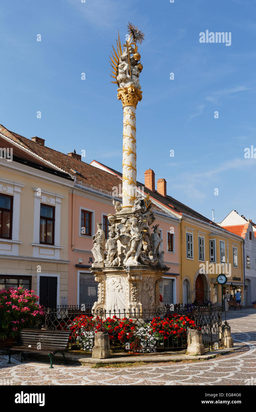 Plague column, Hauptstraße, historic centre, Eisenstadt, Northern Burgenland, Burgenland, Austria Stock Photo