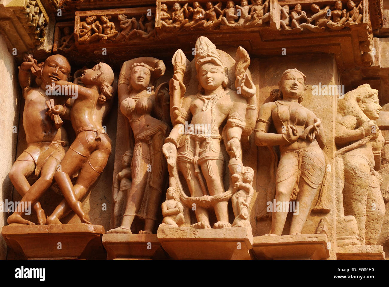 stone sculptures at khajuraho india Stock Photo