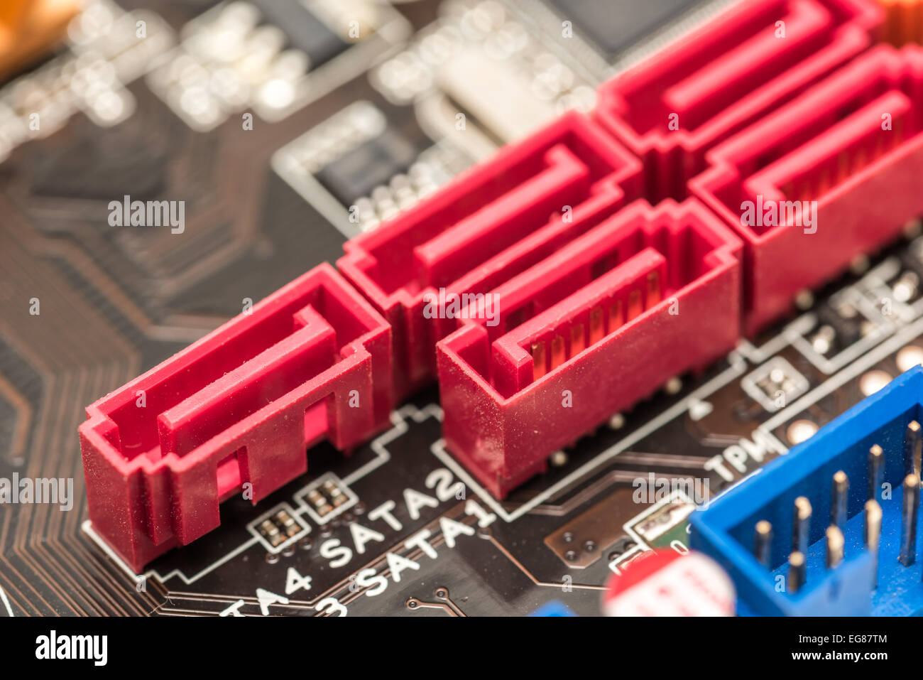 Serial ATA Connectors On Computer Motherboard Stock Photo Alamy