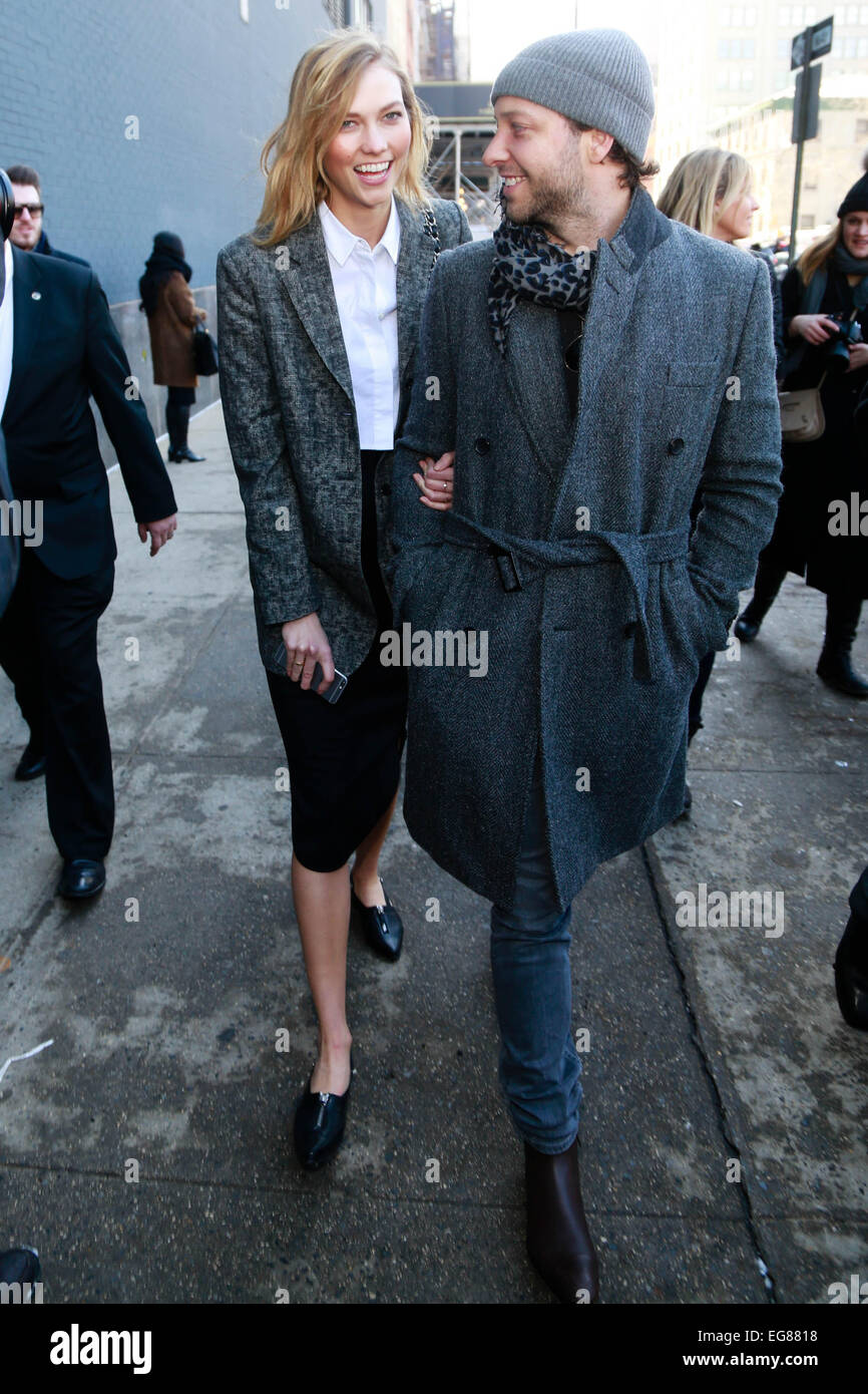 Karlie Kloss arriving at the Michael Kors runway show in New York City