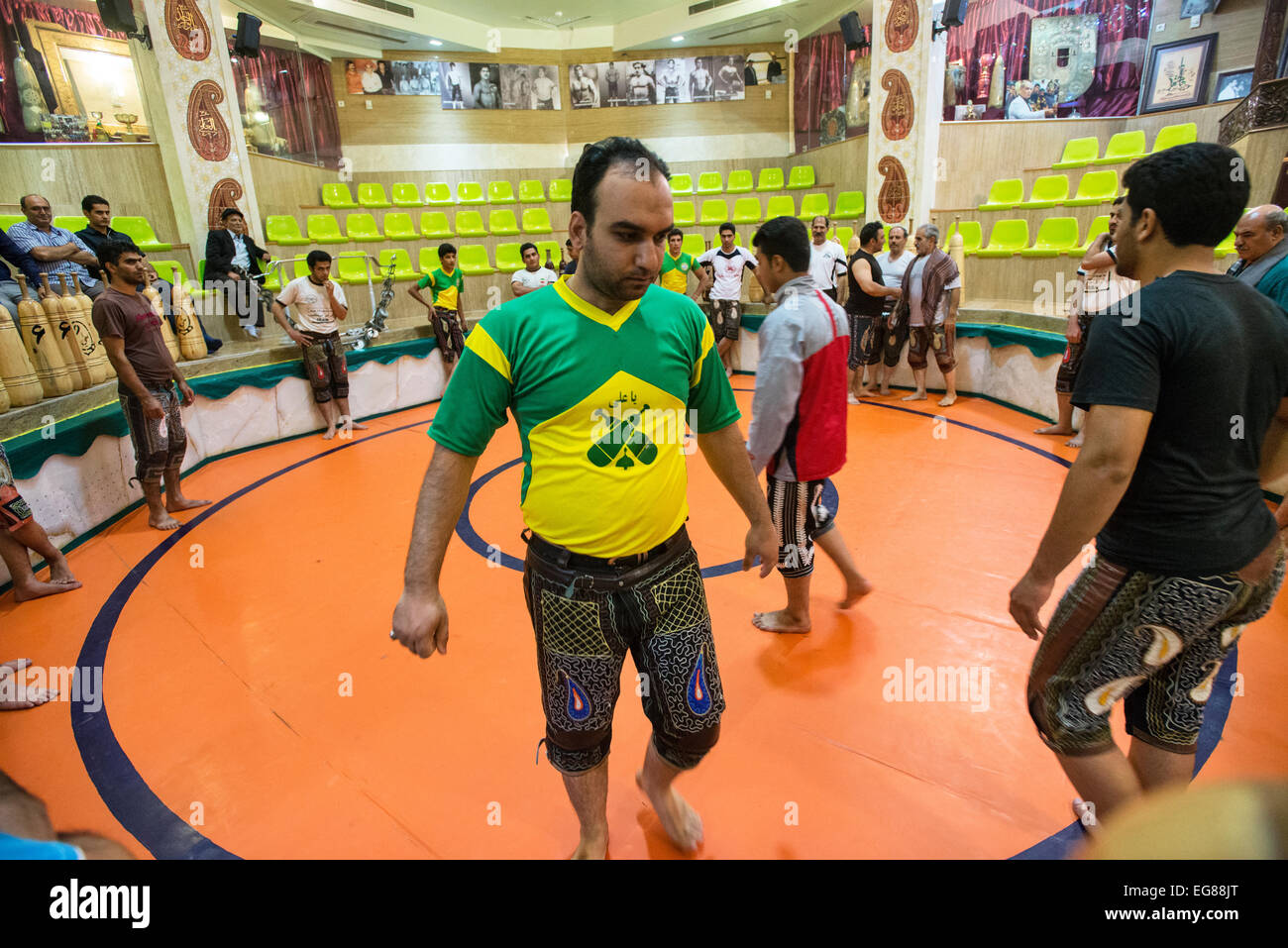 Pahlevani wrestlers in most notable zurkhaneh, Esfahan, Iran Stock