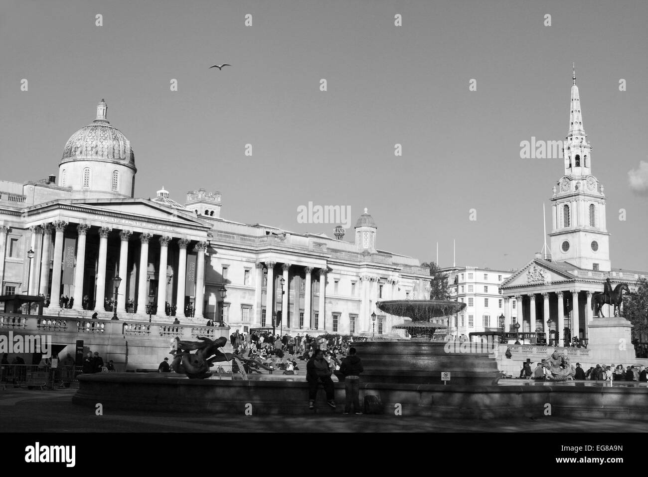 A view of Trafalgar Square, London, England. Stock Photo
