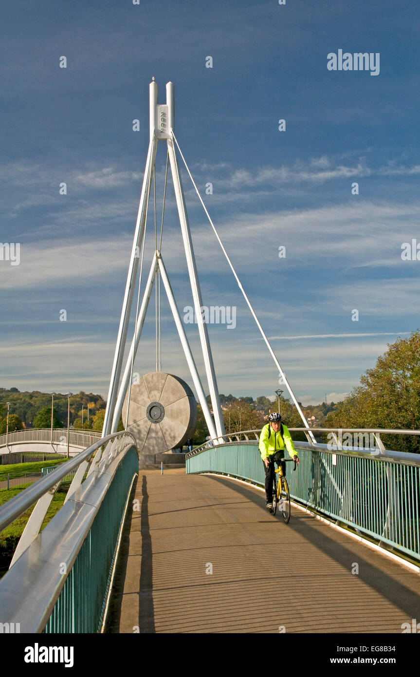 Millers Crossing cycle and pedestrian bridge across the River Exe at Exeter Stock Photo