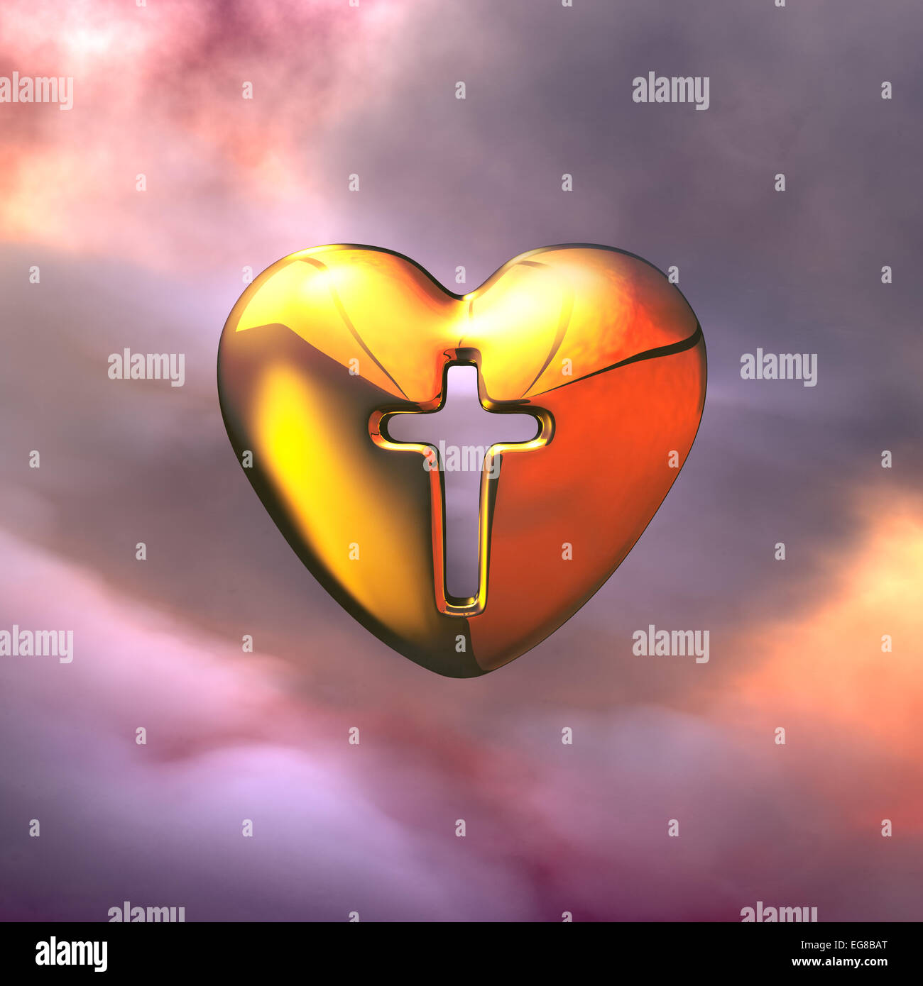 Holy Cross Golden Heart Stock Photo
