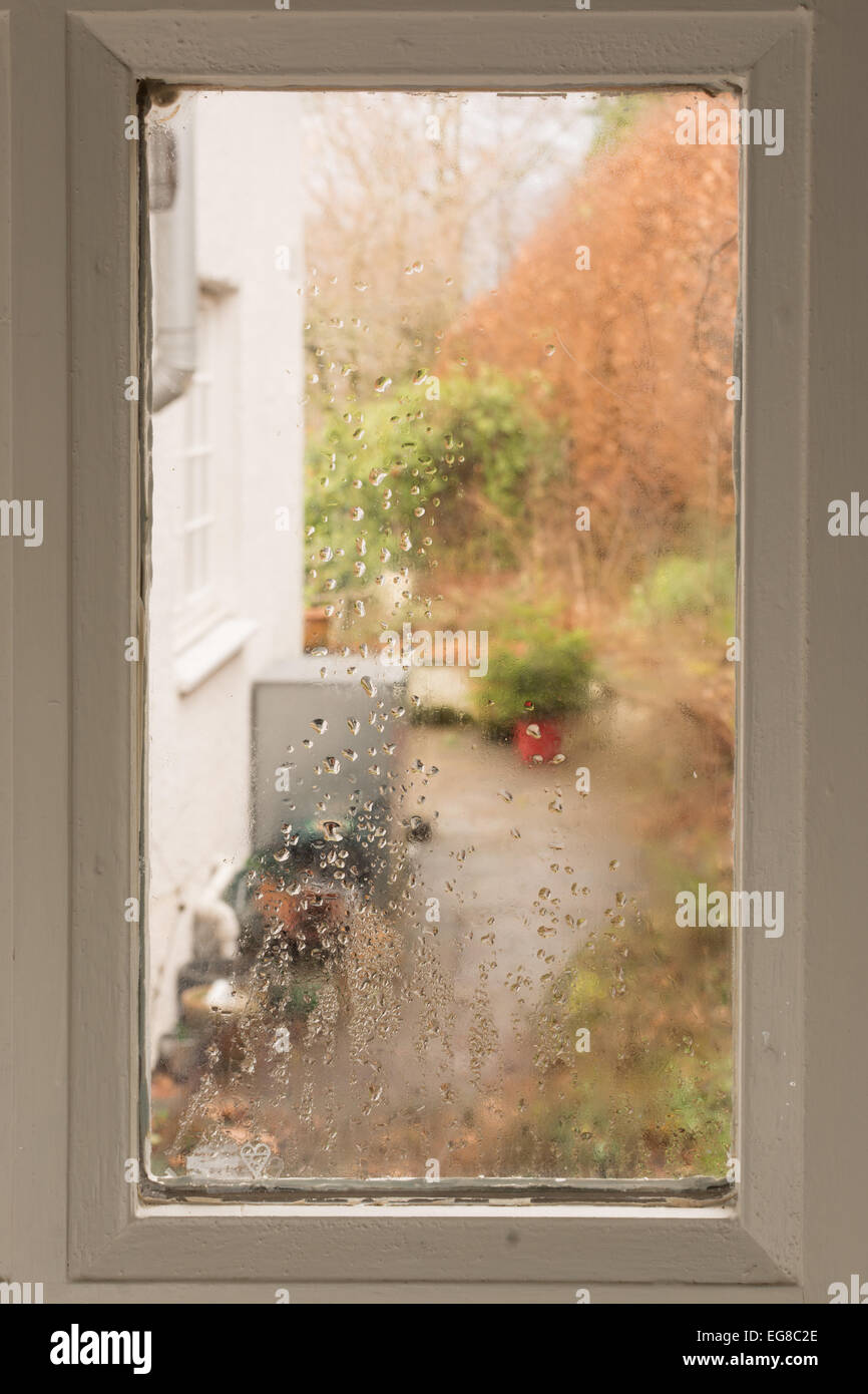 Close up of blown double glazing unit Stock Photo