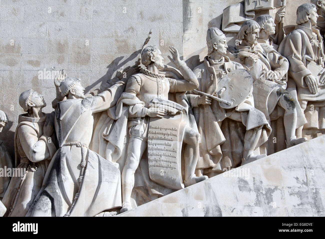 Detail of the Western profile of the Monument to the Discoveries at Belem in Lisbon Stock Photo