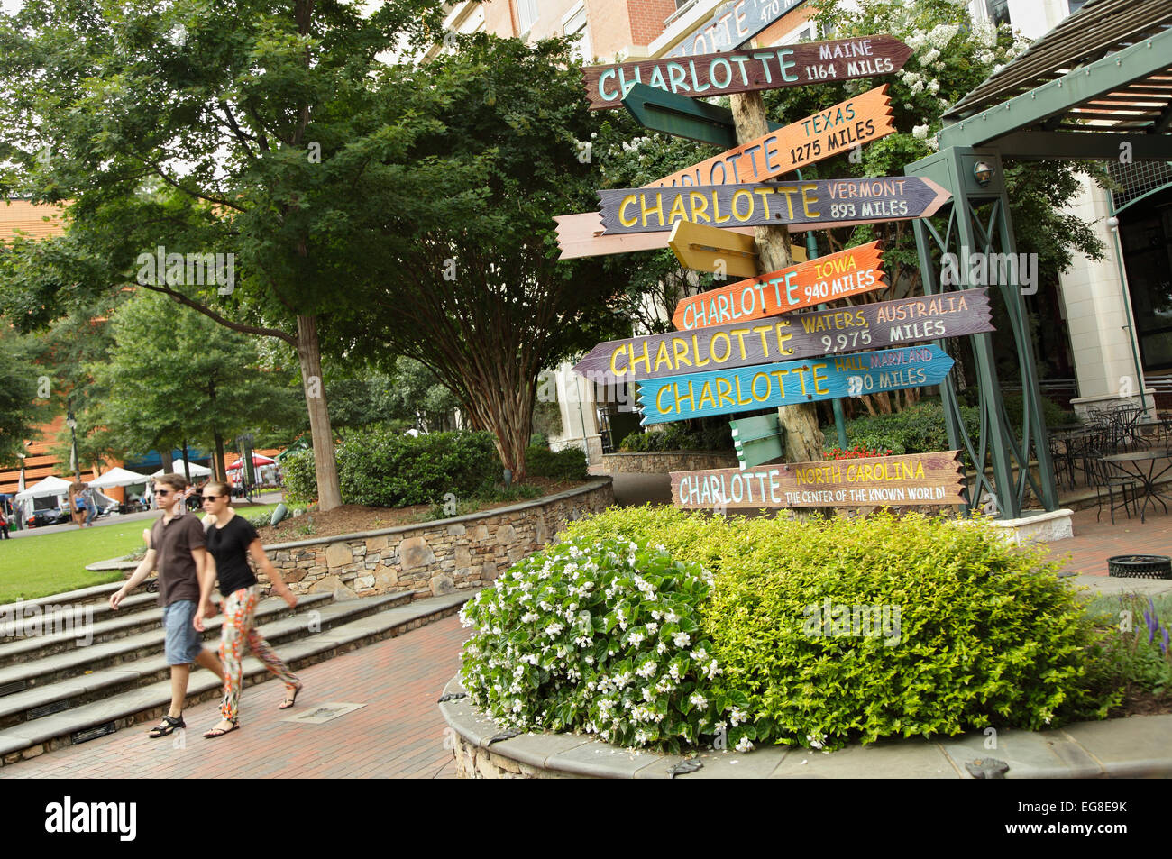 The Green, an urban pocket park in uptown Charlotte, North Carolina, USA Stock Photo