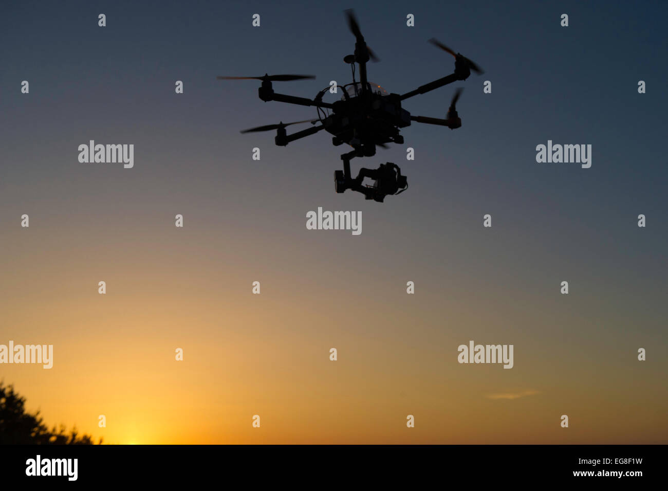 Drone flying and take off with operator Stock Photo Alamy