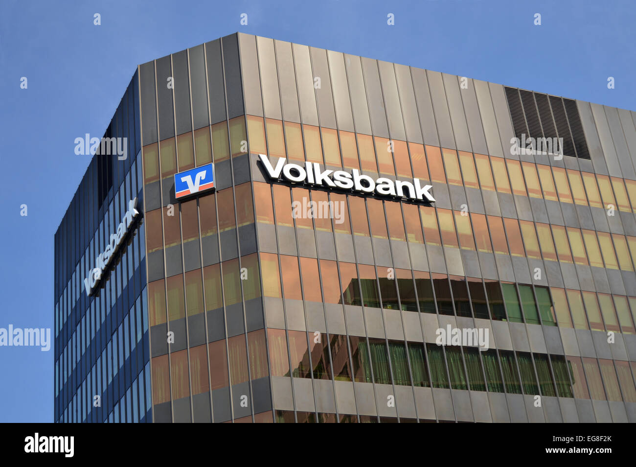 FREIBURG, GERMANY, AUGUST 2012 - Building of the Volksbank, a German financial conglomerates of independent local Volksbanken Stock Photo