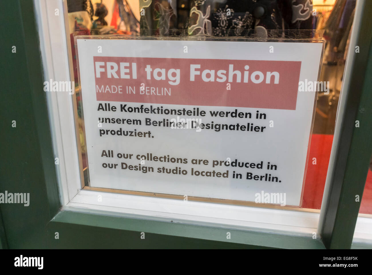 Berlin, Germany, Detail Sale sign in Clothing Store Window at