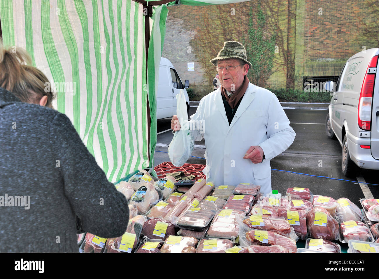 organic meat for sale at a local farmers market Stock Photo Alamy