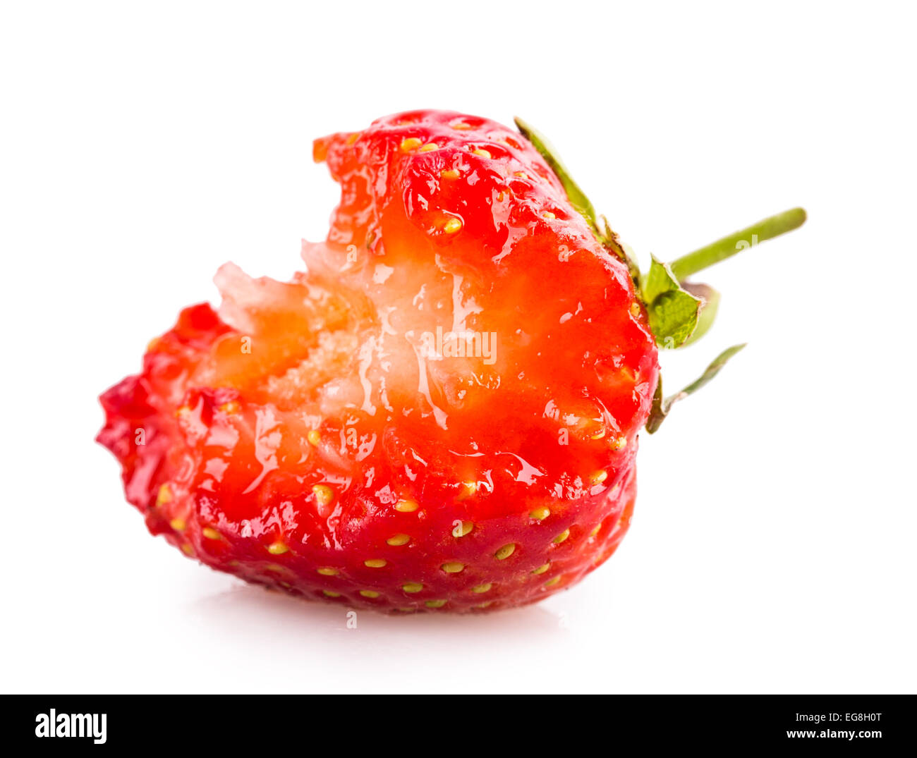 strawberry bitten white isolated fruit bite Stock Photo Alamy