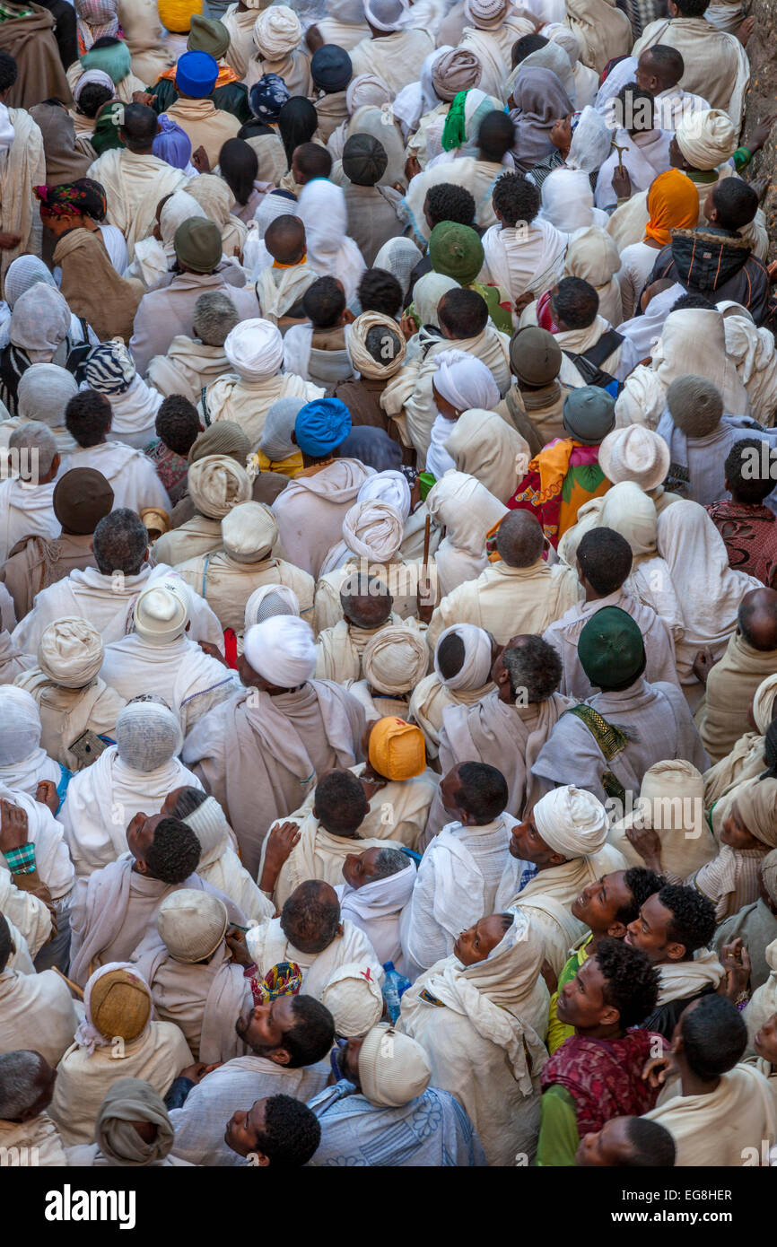 Crowds Of Pilgrims In Lalibela For The Christmas Celebrations, Lalibela, Ethiopia Stock Photo