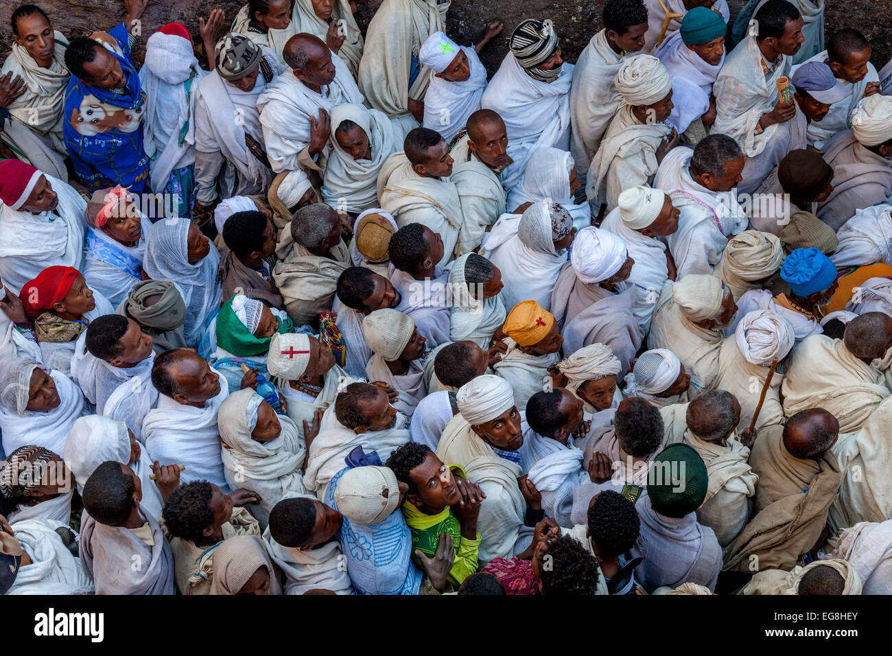 Crowds Of Pilgrims In Lalibela For The Christmas Celebrations, Lalibela, Ethiopia Stock Photo