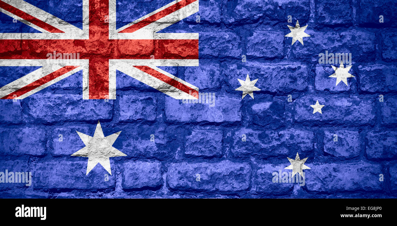 flag of Australia or Australian banner on brick texture Stock Photo - Alamy