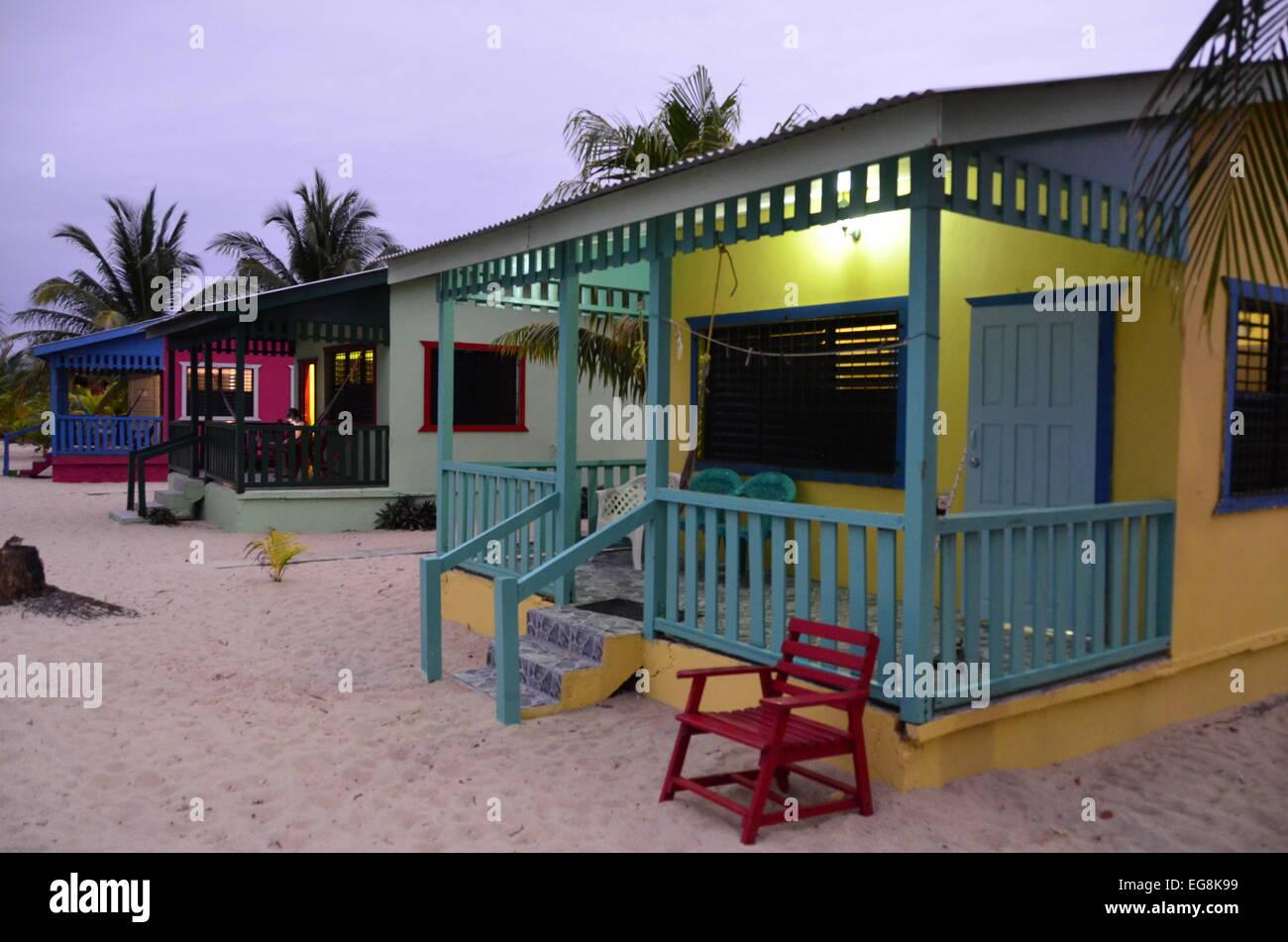 Colorful beach bungalos. Stock Photo