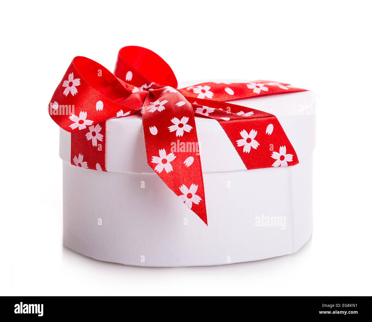 gift box white isolated red ribbon bow Stock Photo - Alamy