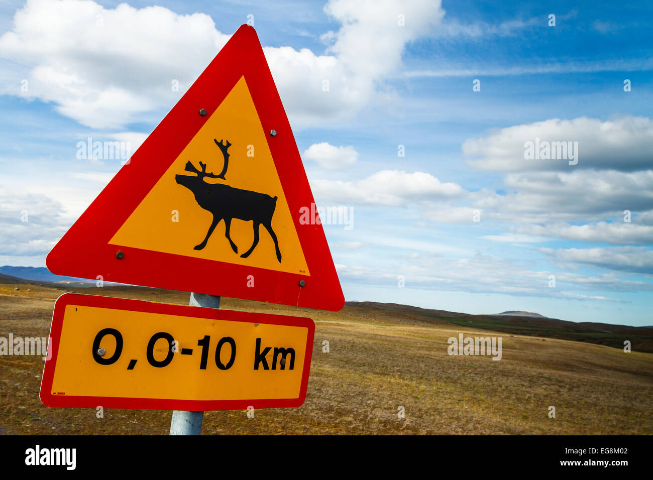 Reindeer sign. Iceland, Europe. Stock Photo