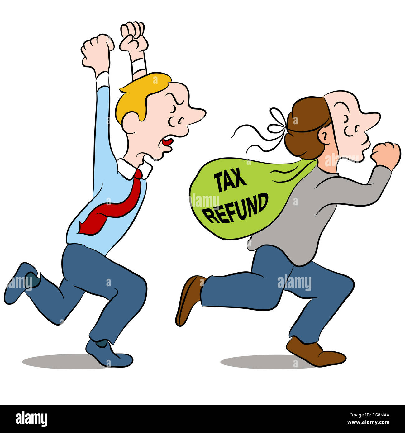 An image of a thief stealing a tax refund. Stock Photo