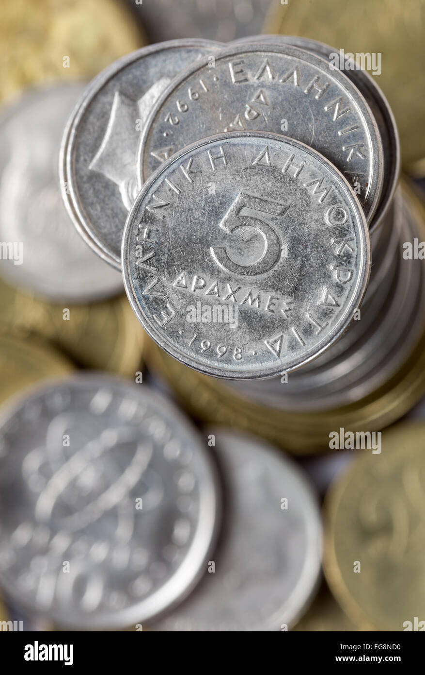 An assortment of Greek drachma coins from the 1990s Stock Photo - Alamy