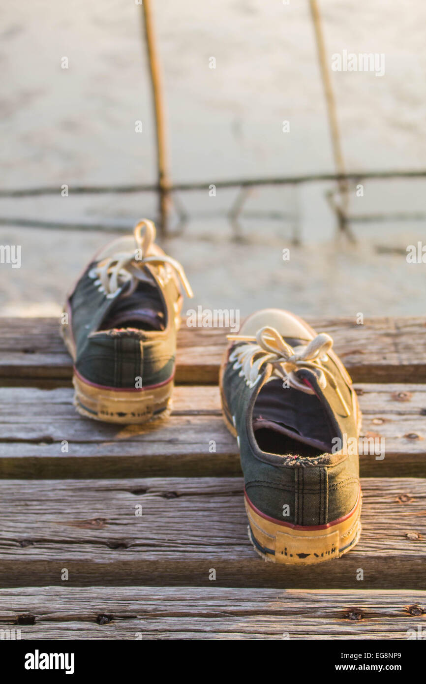 Shoes placed on wooden floor hi-res stock photography and images - Alamy