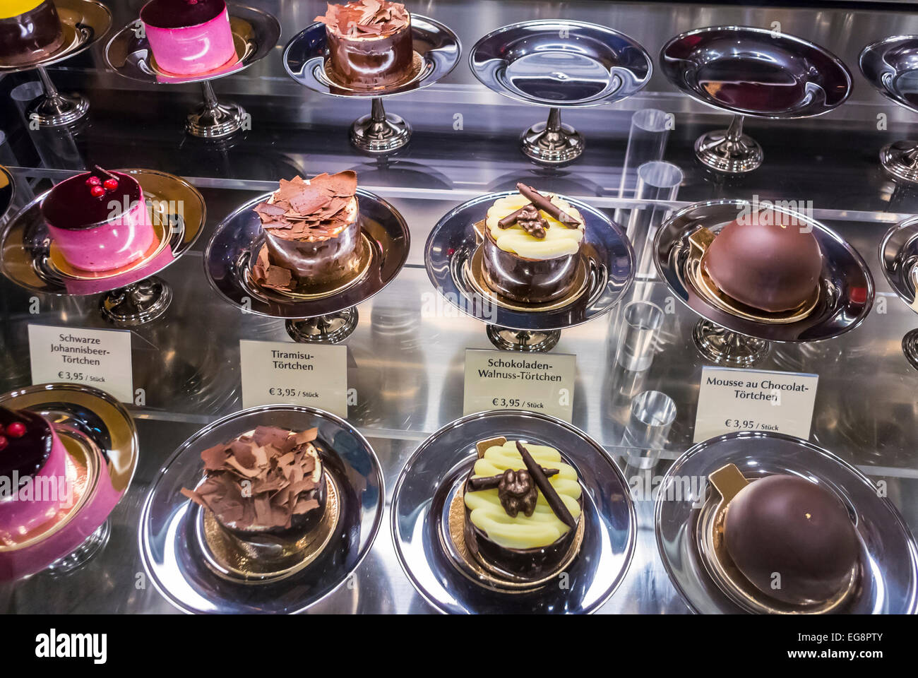 Berlin, Germany, German Bakery Shop, Detail Chocolate Cakes
