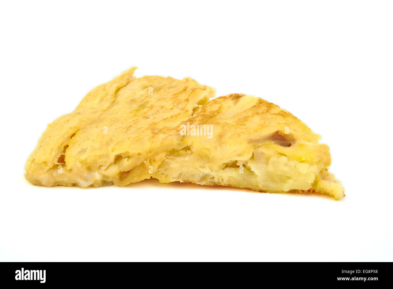 Spanish omelette on white background Stock Photo