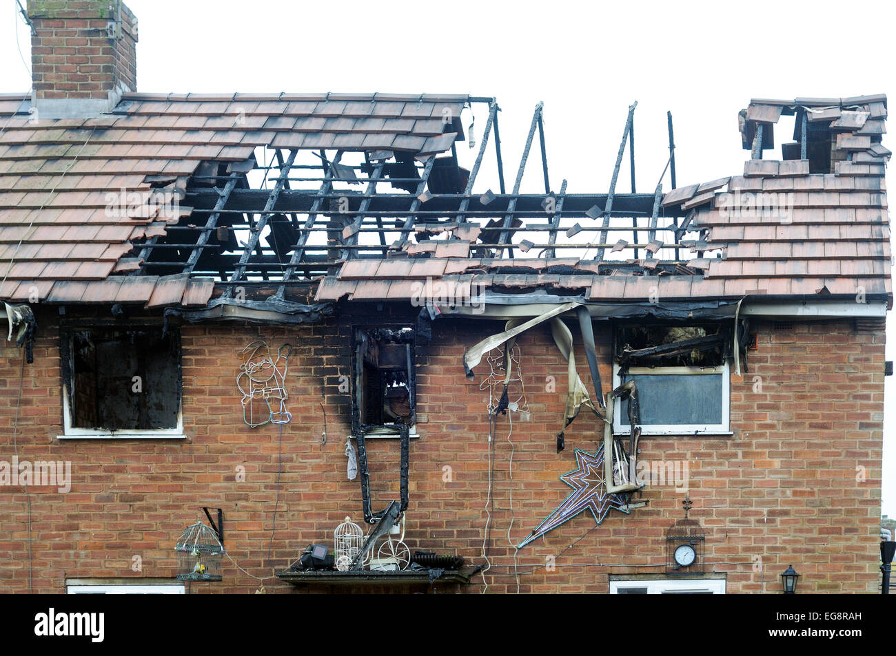 House Damaged By Fire Stock Photo Alamy