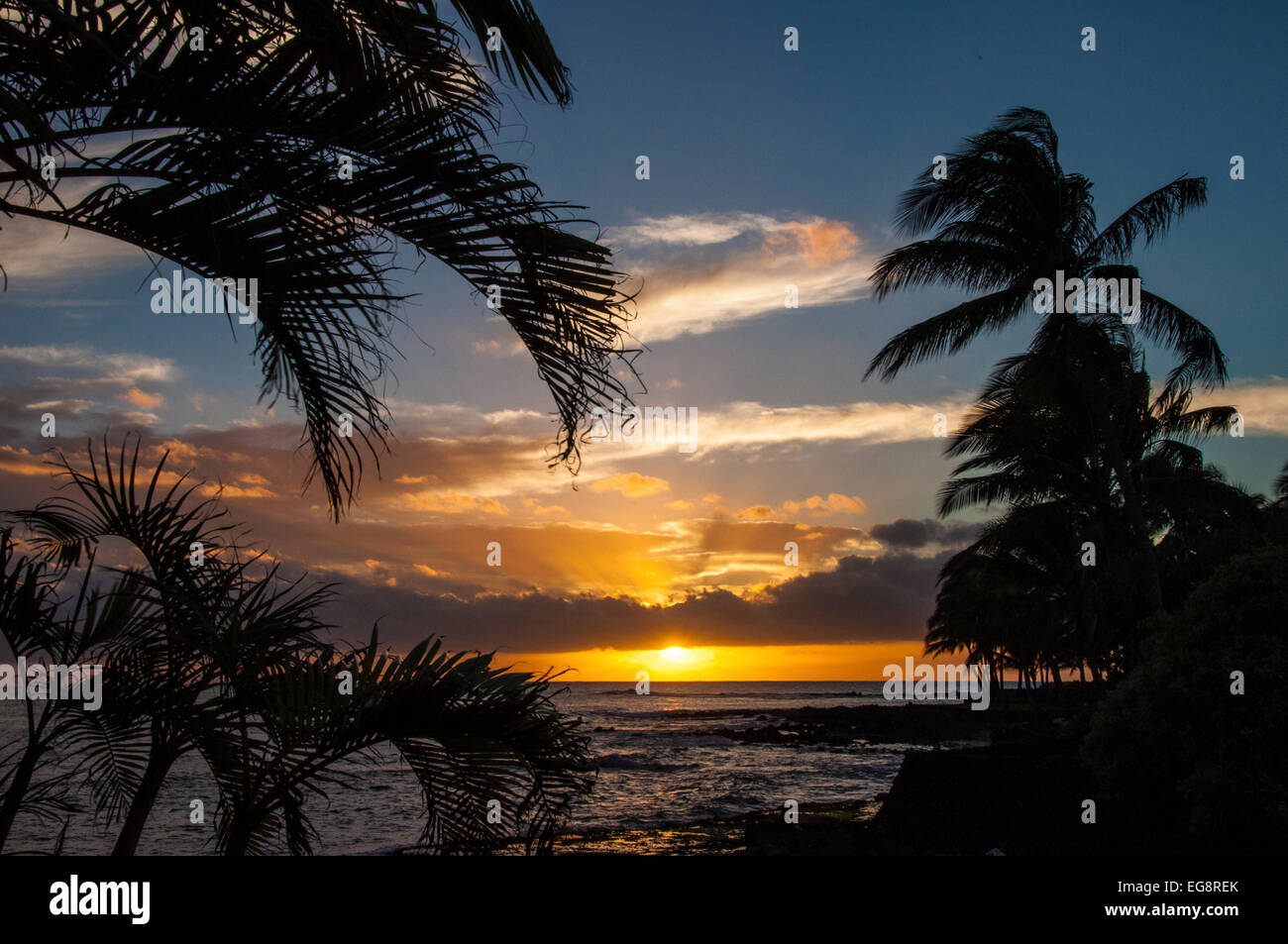 South shore Kauai sunset Stock Photo Alamy