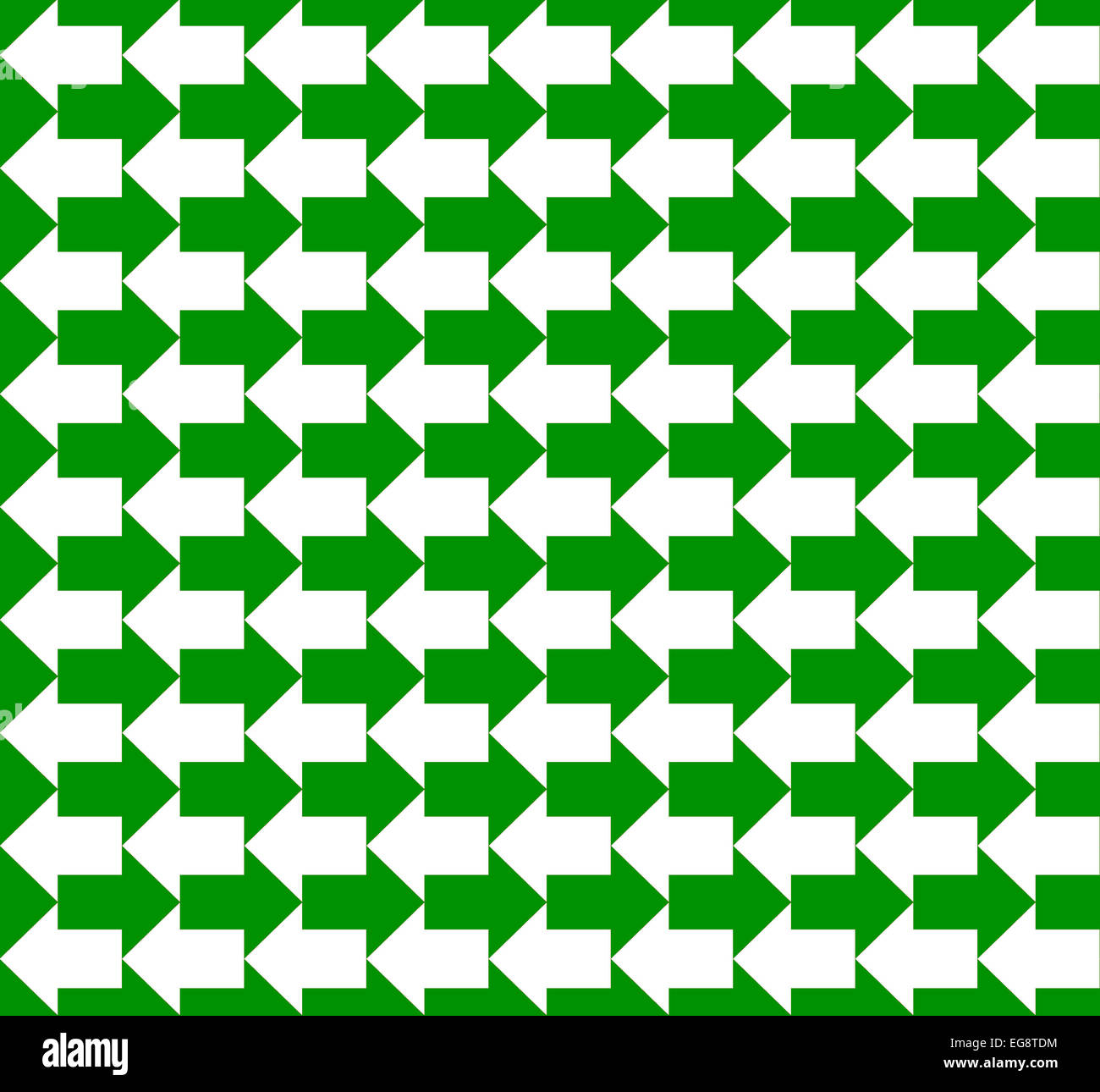 Green and white arrows pointing to opposite directions, a seamless pattern Stock Photo