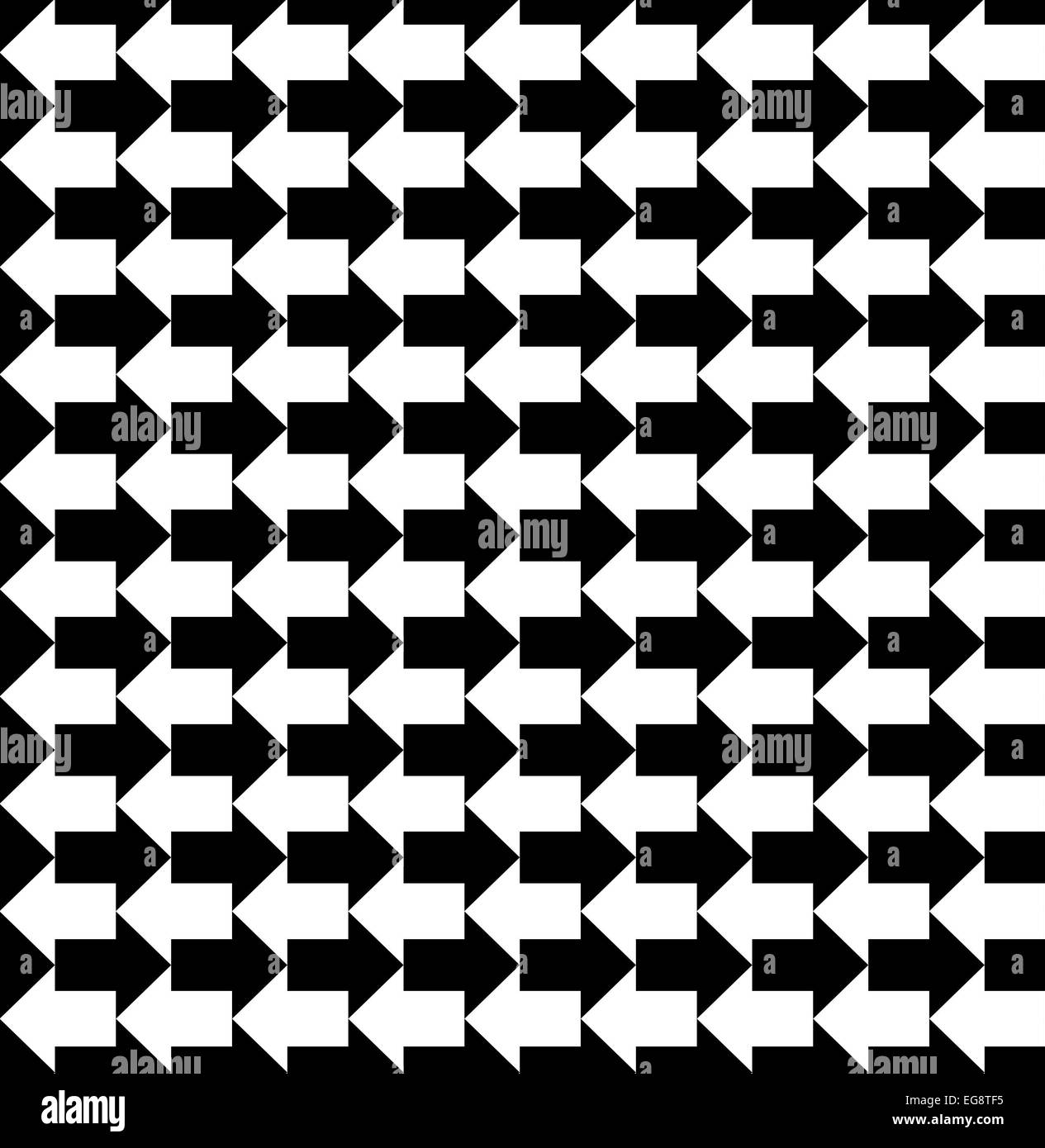 Black and white arrows pointing to opposite directions, a seamless pattern Stock Photo