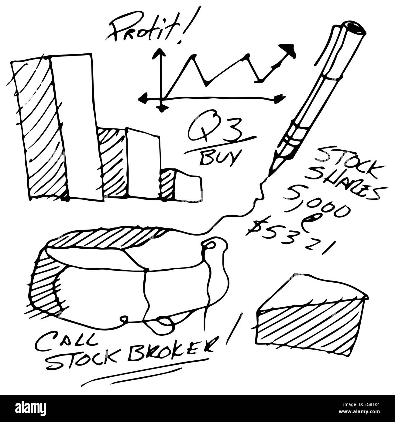 An image of stock market notes. Stock Photo