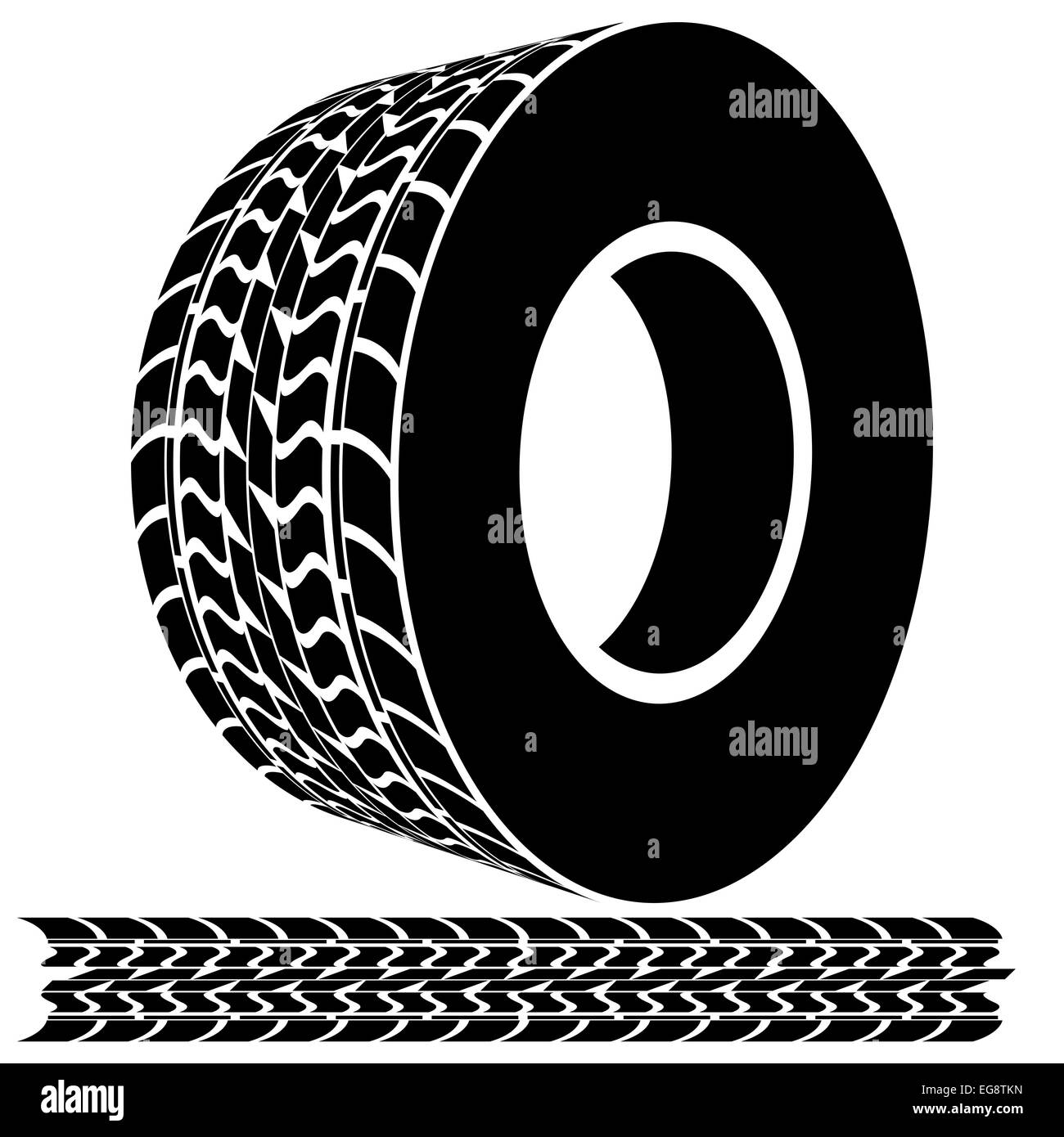 An image of a tire tread icon. Stock Photo